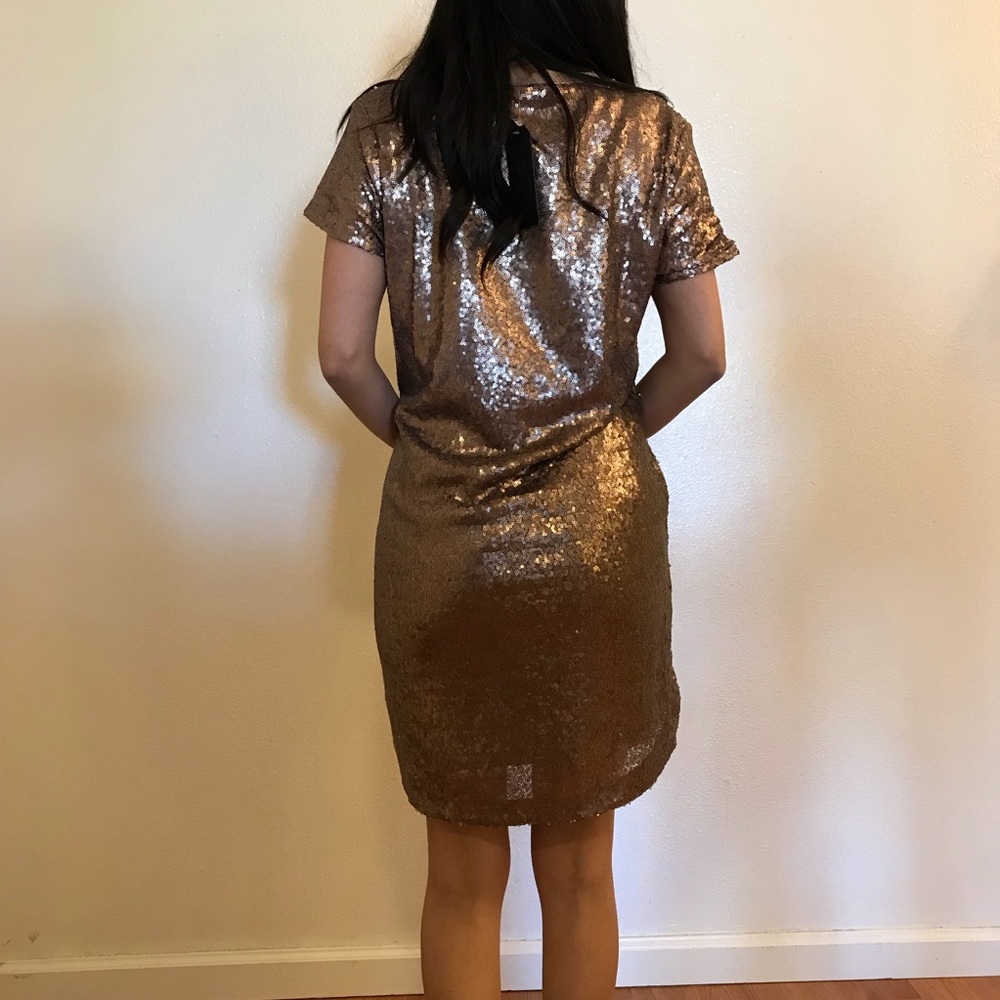 •LAST ONE• Bronze Sequin Shift Dress With Pockets - Picture 8 of 8
